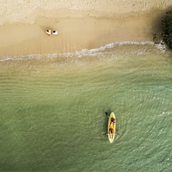 On the beach, beach towels, snorkeling