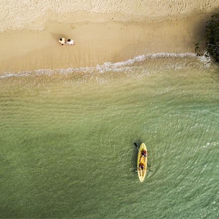 On the beach, beach towels, snorkeling
