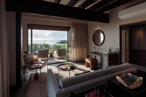 Habitación Deluxe con 1 cama doble o 2 individuales | Zona de estar | Libros, una videoteca