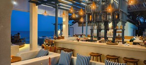 Breakfast, lunch, dinner served; beach views