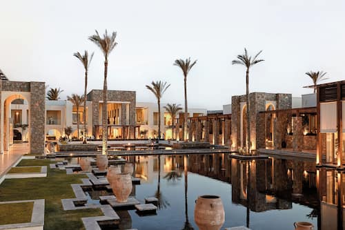 Indoor pool, pool umbrellas, sun loungers