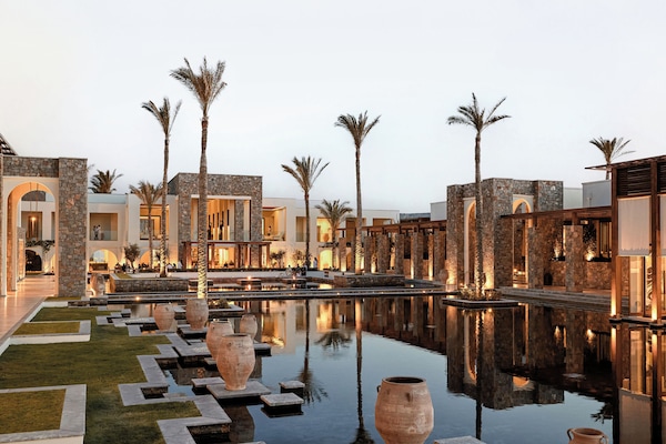 Indoor pool, pool umbrellas, sun loungers