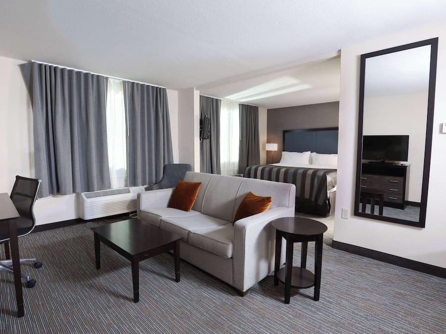 Studio Suite, 1 King Bed, Non Smoking | Down comforters, desk, laptop workspace, blackout drapes