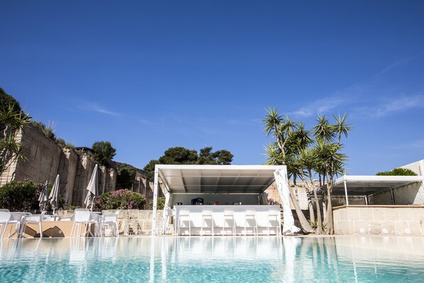 Outdoor pool, pool loungers