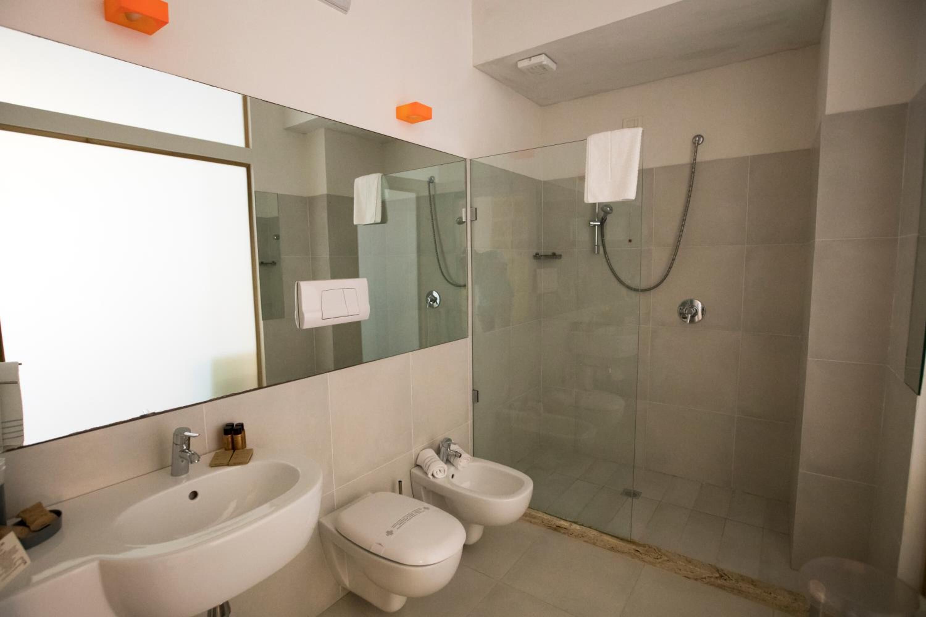 shower, eco-friendly toiletries, hair dryer, bidet