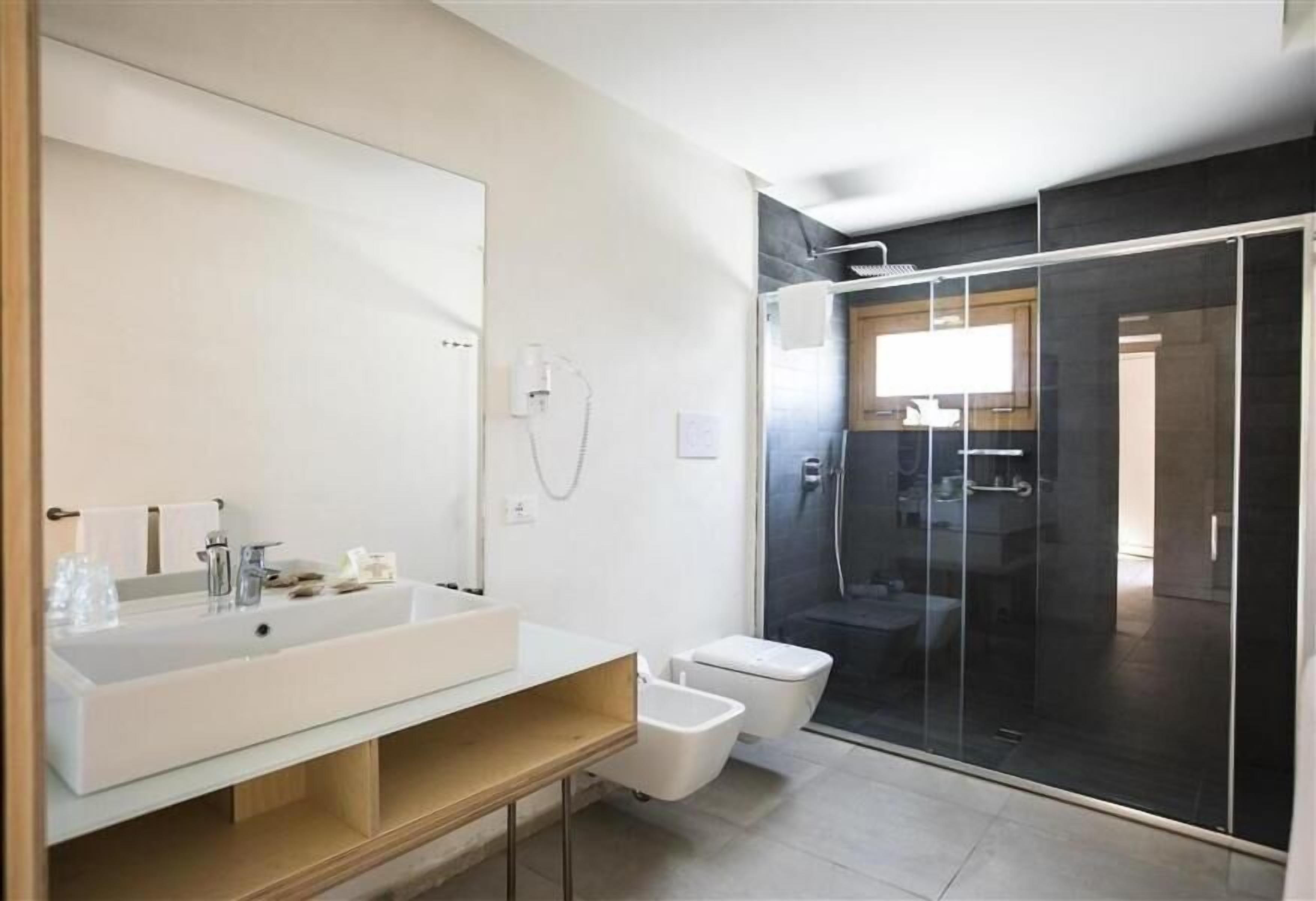 shower, eco-friendly toiletries, hair dryer, bidet