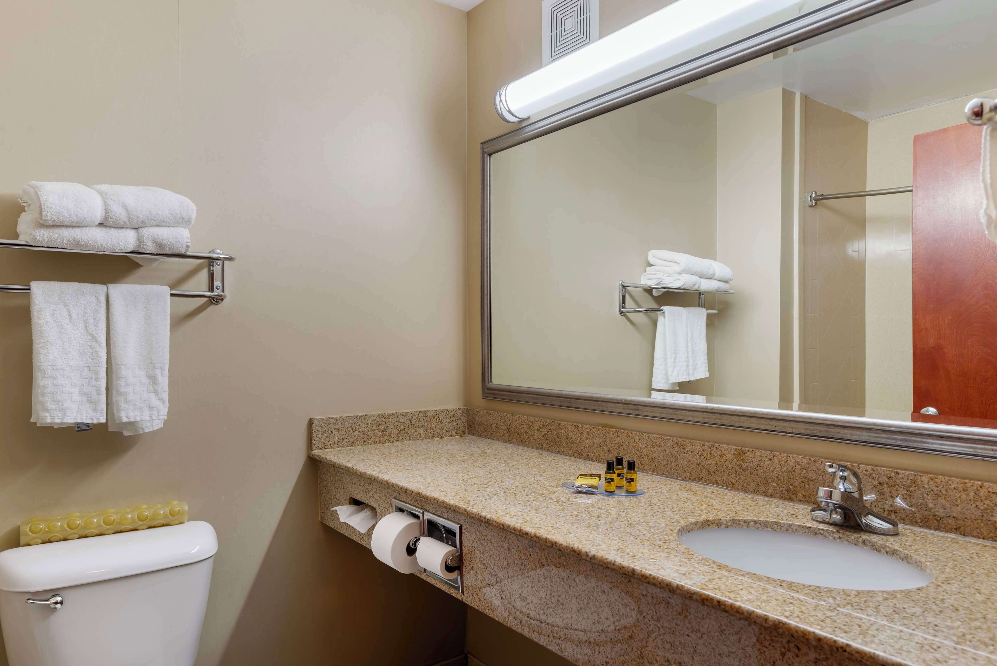 free toiletries, hair dryer, towels