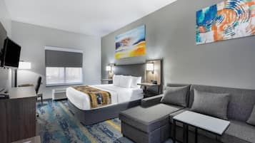 Junior Suite, 1 King Bed, Non Smoking | Premium bedding, desk, laptop workspace, iron/ironing board