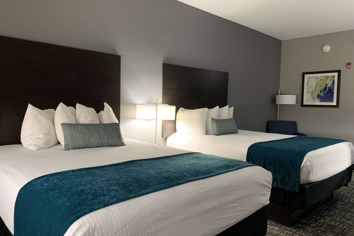 standard room, 2 queen beds, non smoking, microwave | 1 bedroom, premium bedding, desk, iron/ironing board