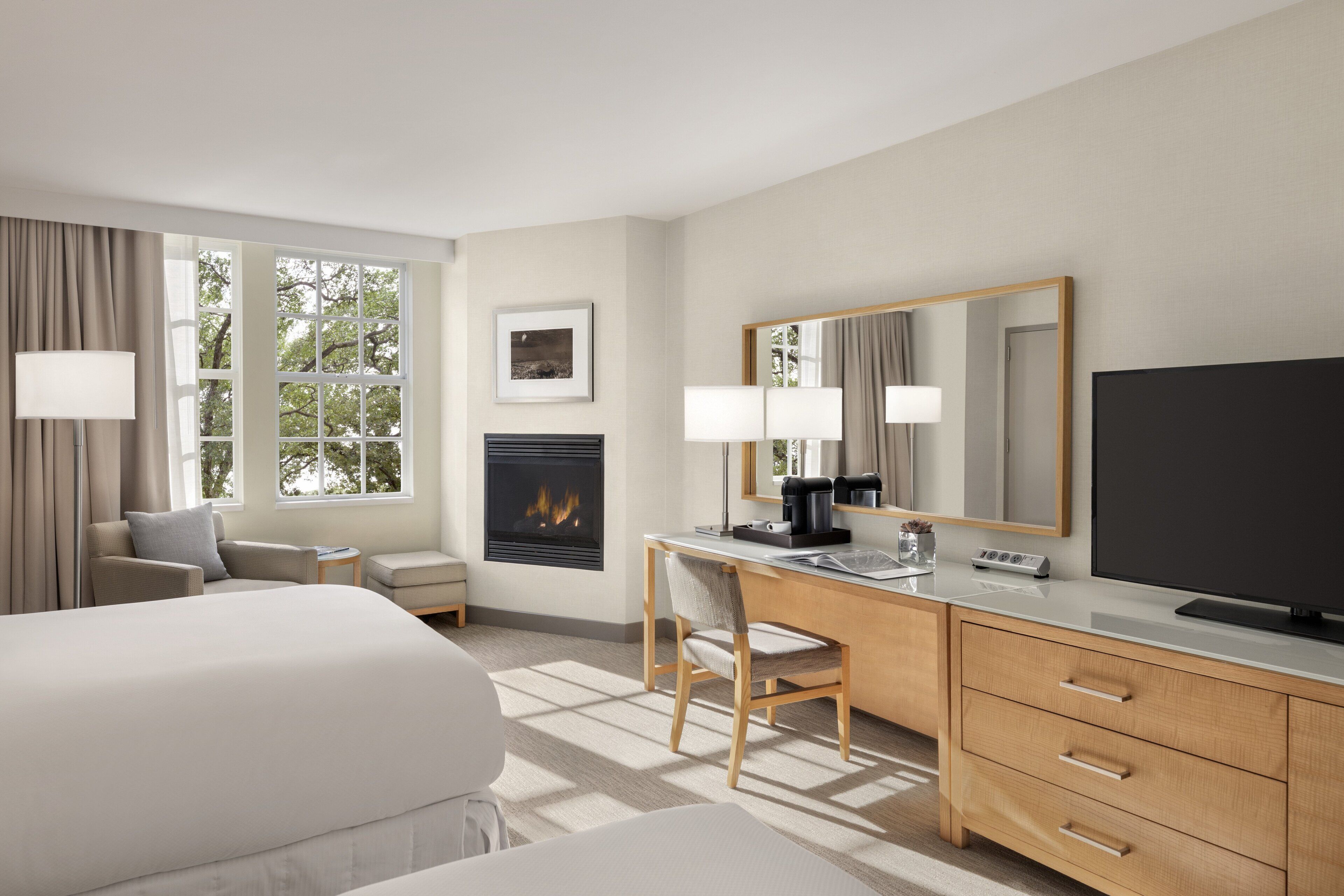Premium Room, 2 Double Beds, Fireplace | In-room safe, desk, blackout drapes, iron/ironing board