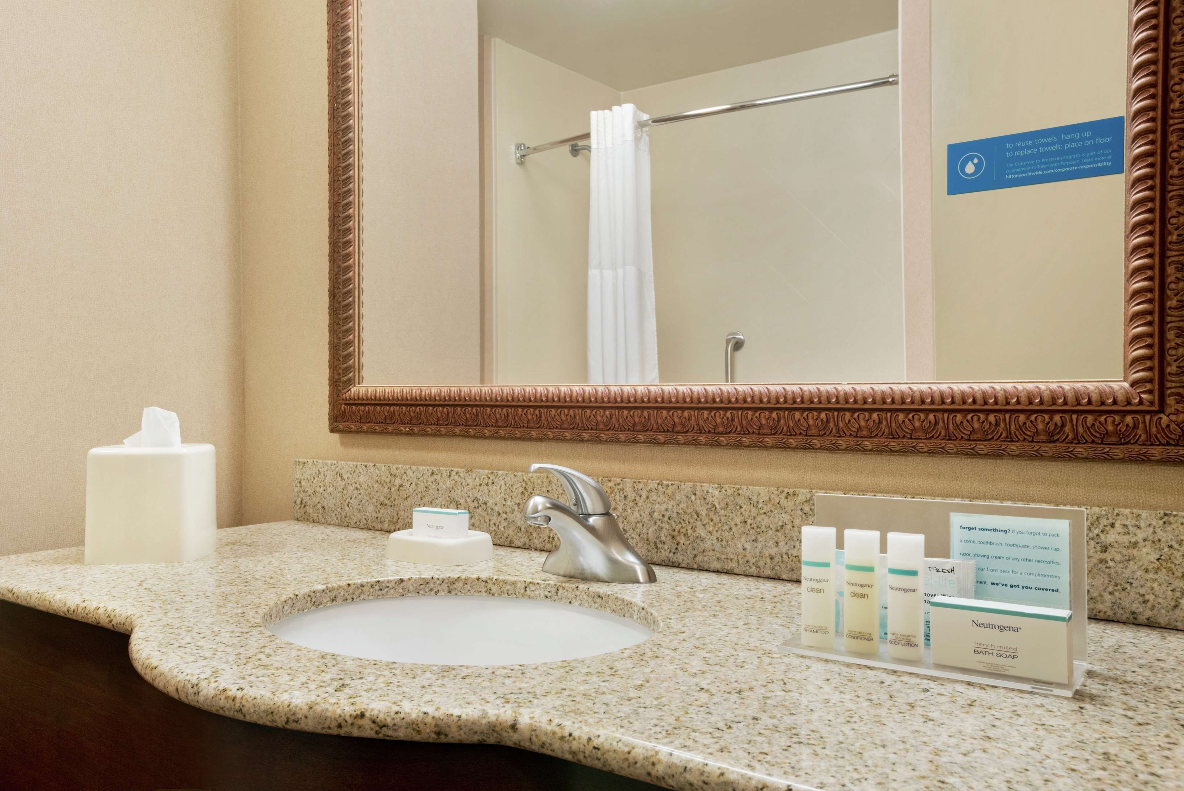 free toiletries, hair dryer, towels