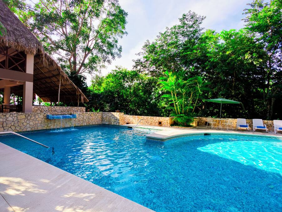 Outdoor pool, pool loungers