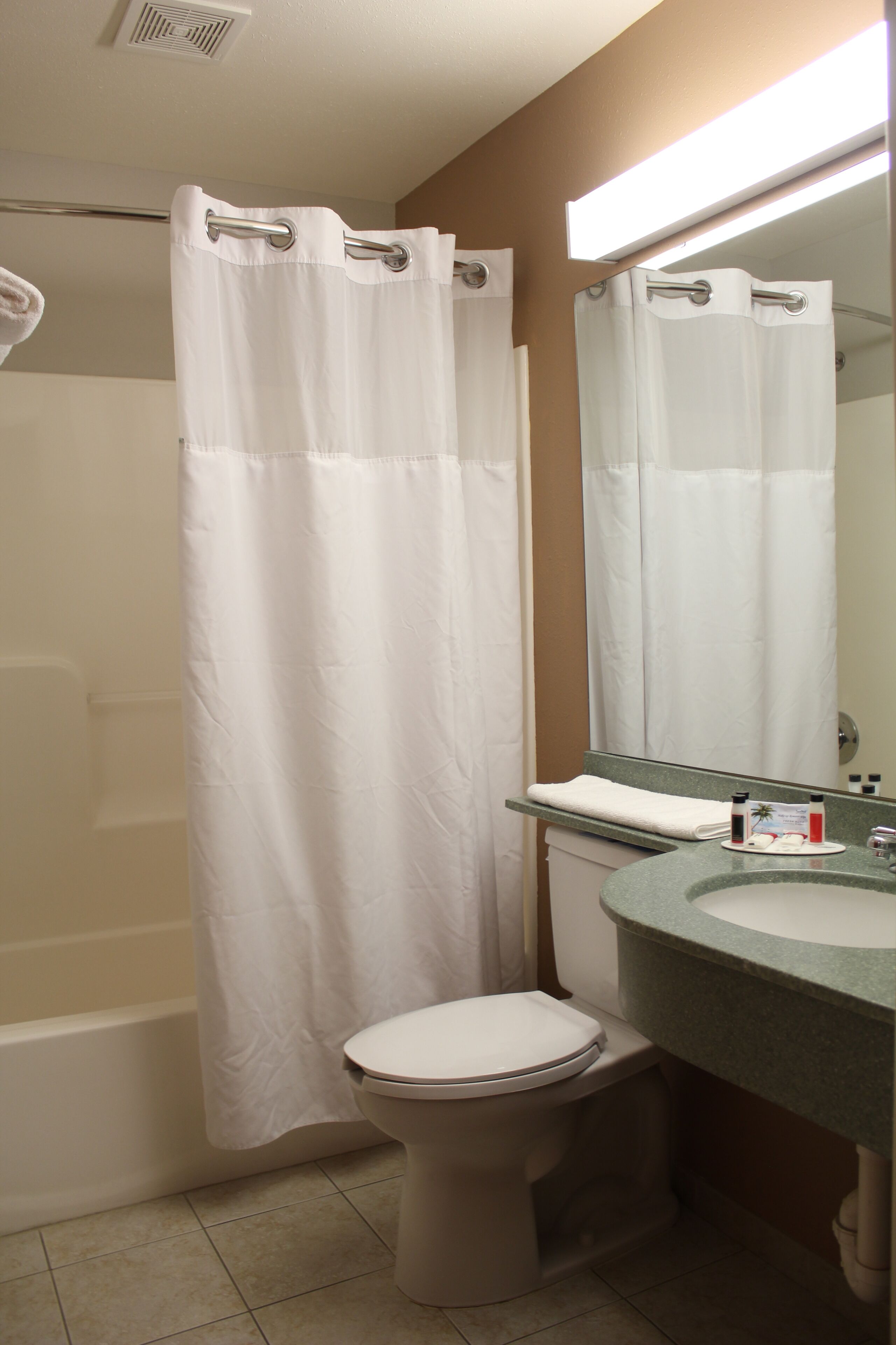 deluxe room, 2 queen beds, non smoking | bathroom | free toiletries, hair dryer, towels