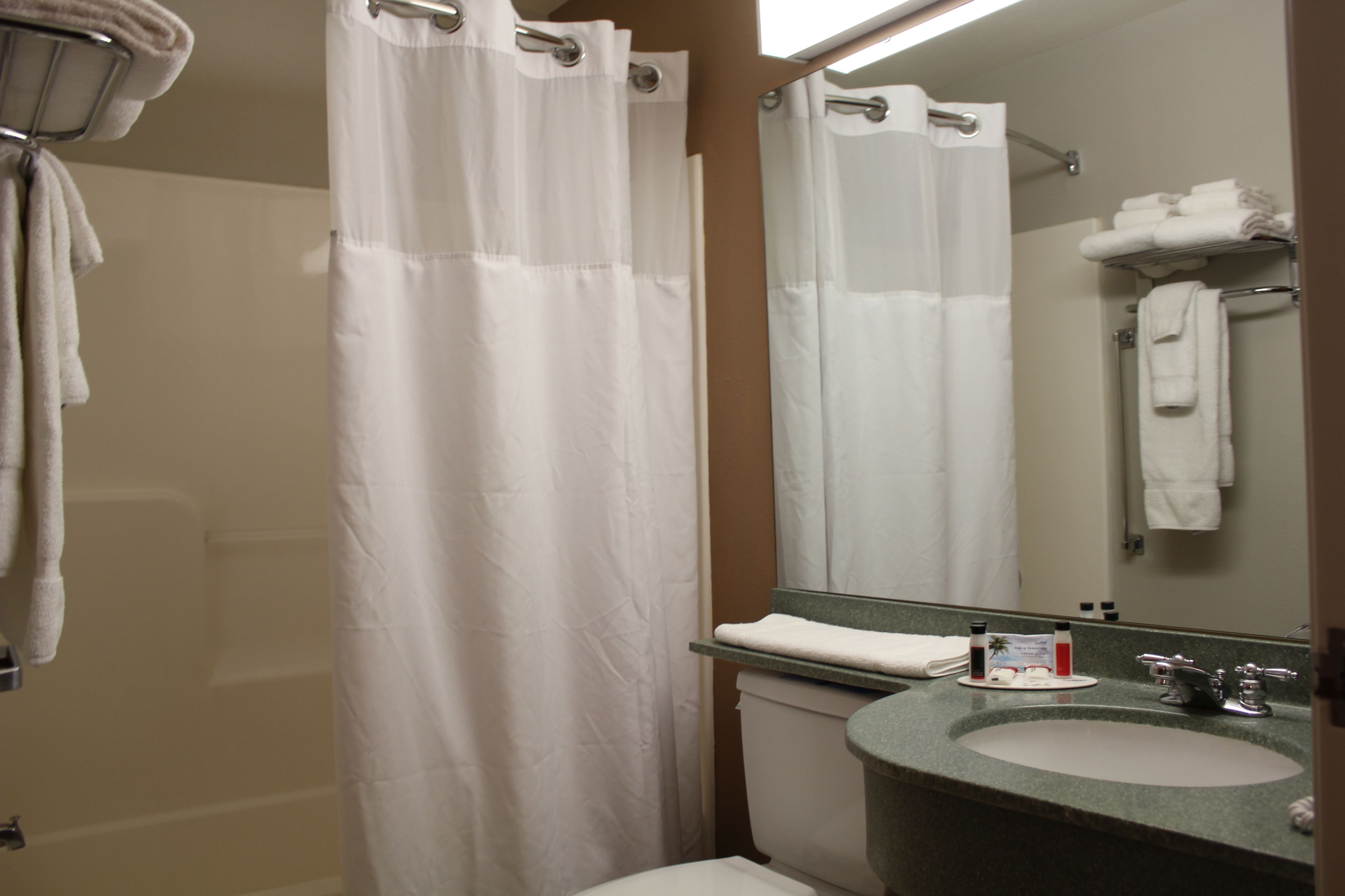 free toiletries, hair dryer, towels