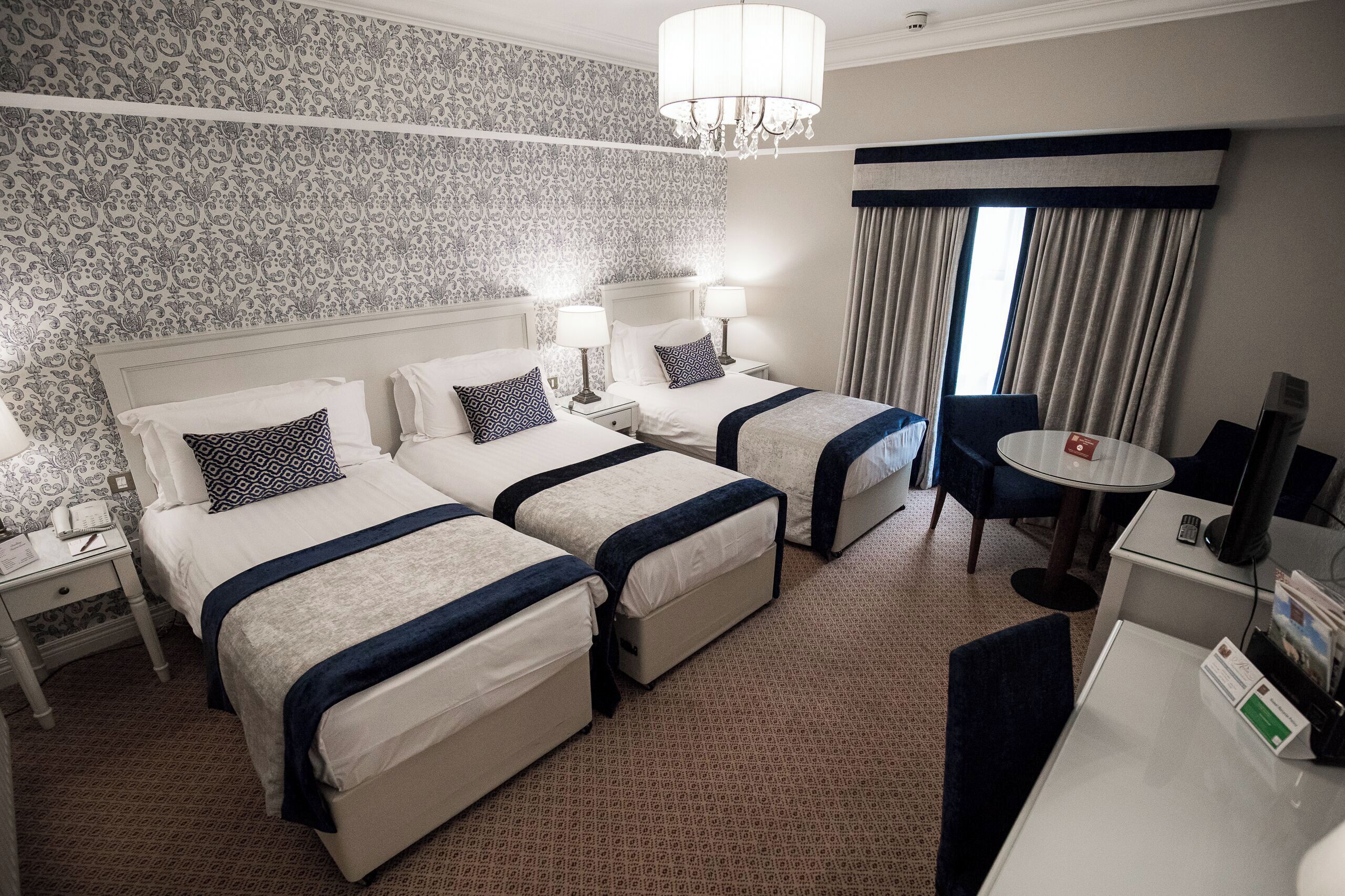 In-room safe, desk, laptop workspace, soundproofing