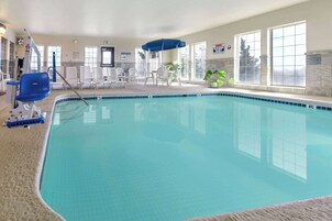 Indoor pool, open 8:00 AM to 10:00 PM, sun loungers