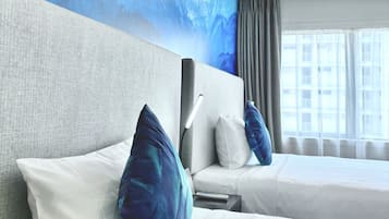 Studio with Kitchenette - Two Double Beds | 2 bedrooms, in-room safe, desk, blackout curtains