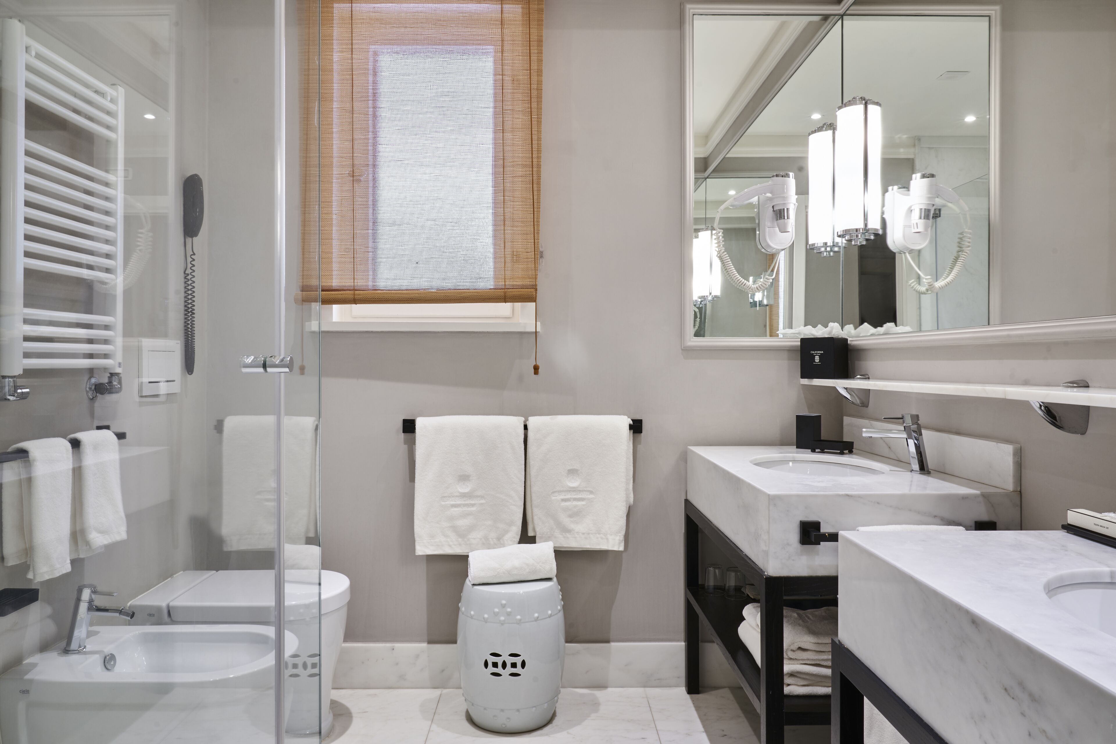 free toiletries, hair dryer, dressing gowns, slippers