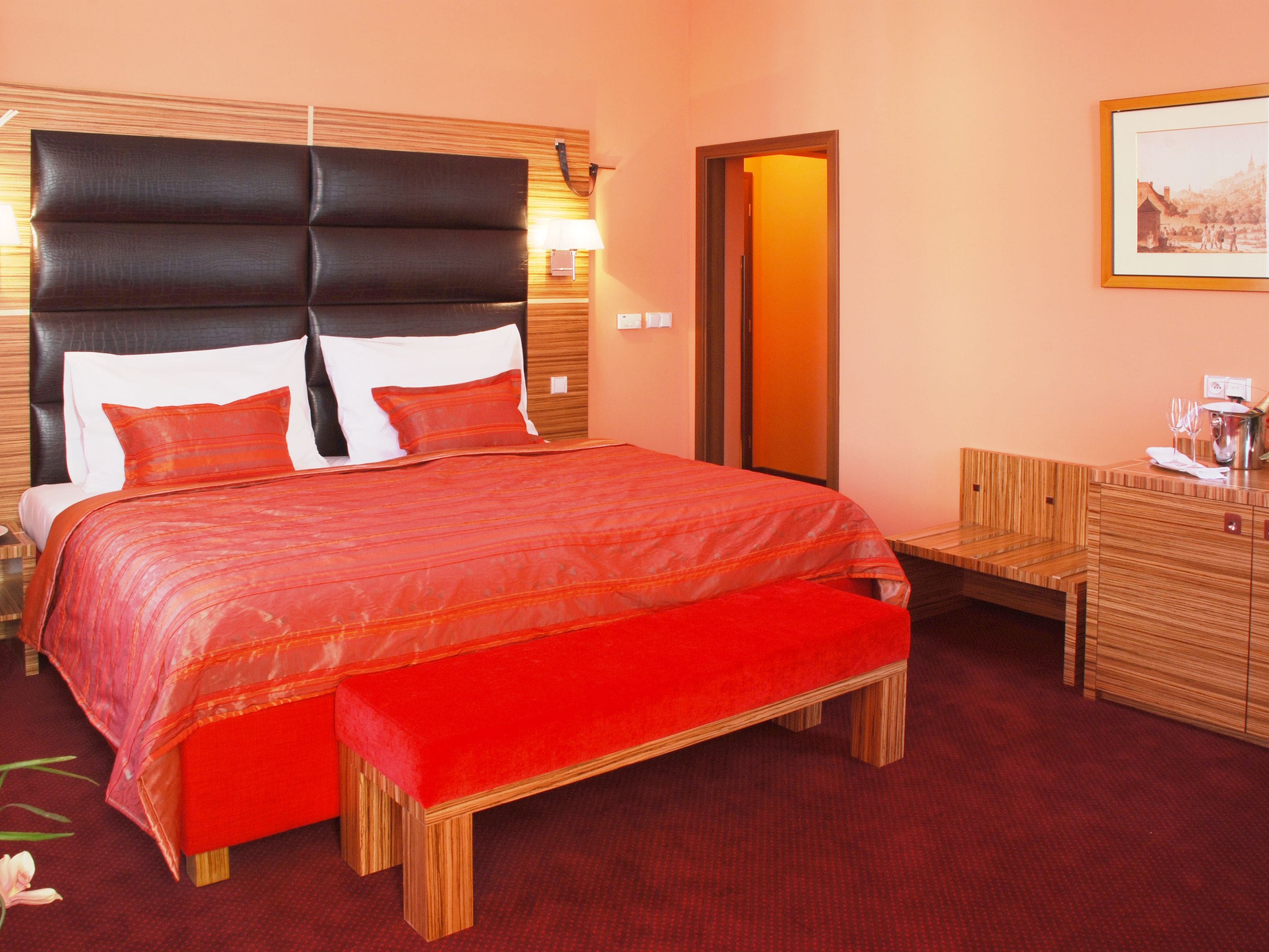 hypo-allergenic bedding, in-room safe, desk, blackout curtains