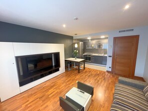 50-inch flat-screen TV with cable channels