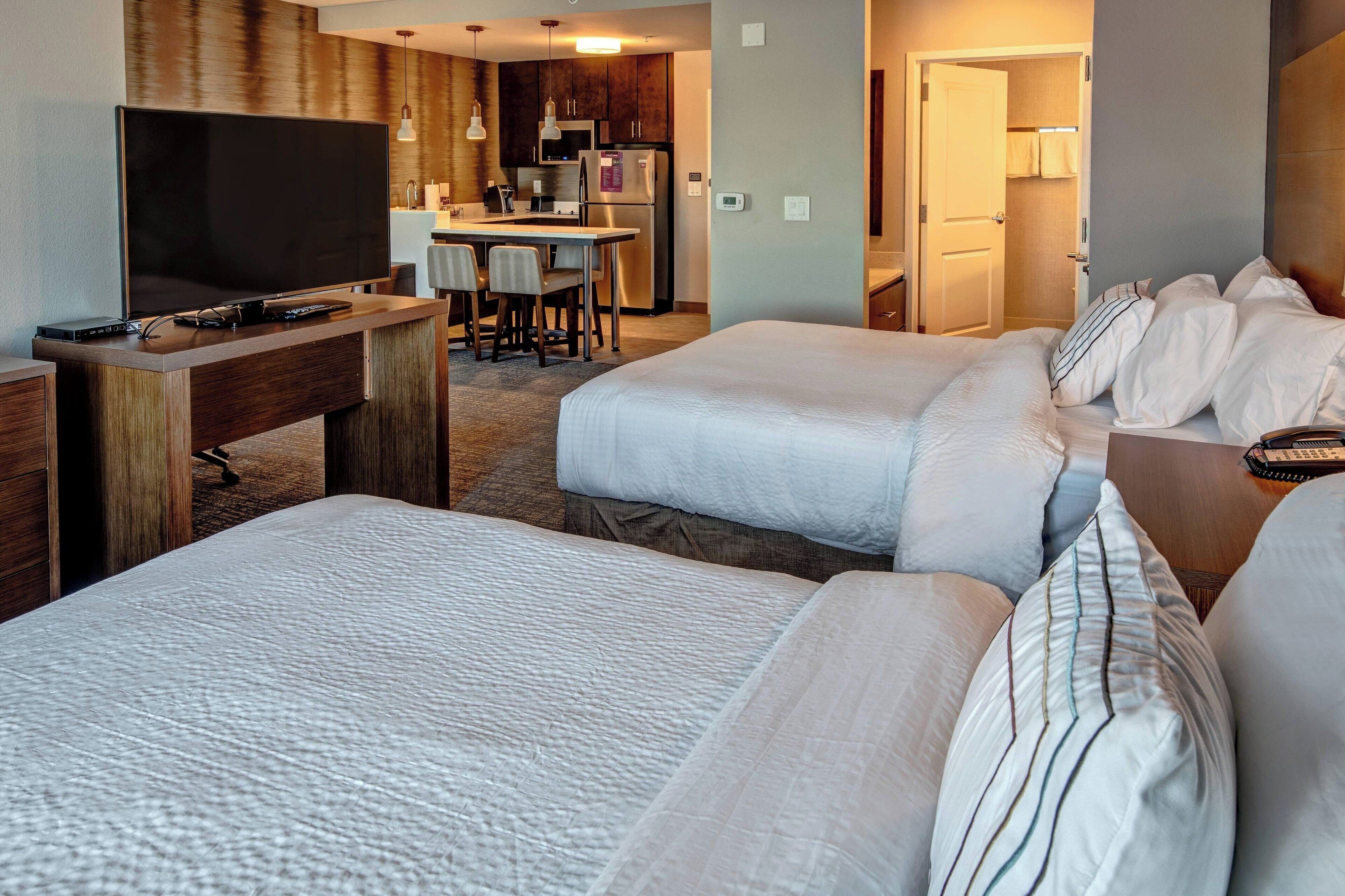 studio, 2 queen beds, non smoking | pillow-top beds, in-room safe, desk, iron/ironing board