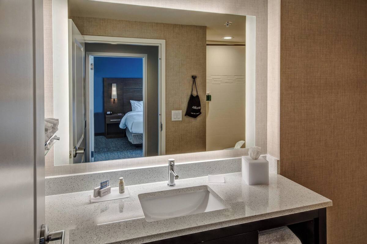 suite, 1 bedroom | bathroom | combined shower/bathtub, free toiletries, hair dryer, towels