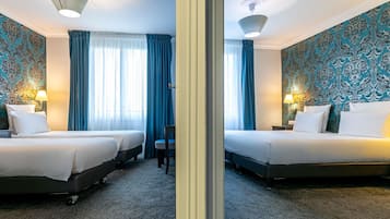 Chambre, plusieurs lits | Literie de qualité supérieure, coffres-forts dans les chambres, bureau