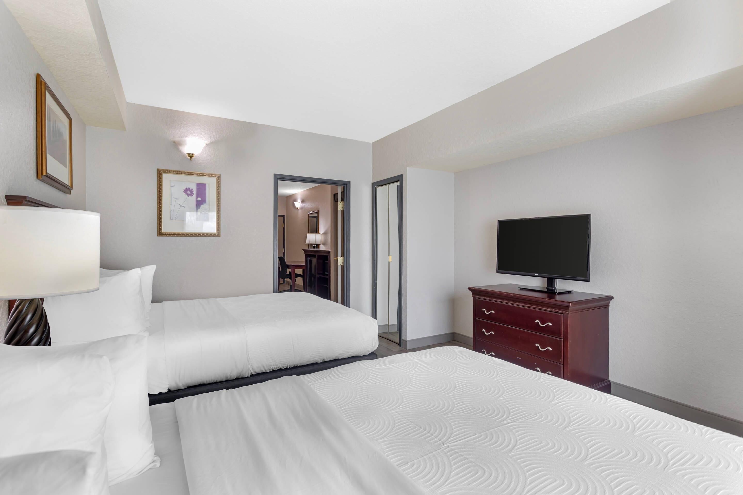 Premium bedding, desk, blackout curtains, iron/ironing board