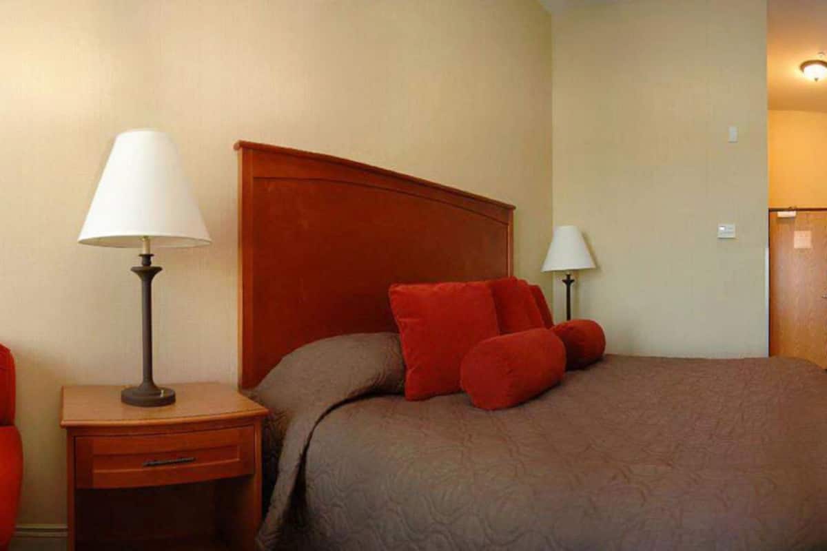 premium bedding, pillow-top beds, desk, blackout curtains