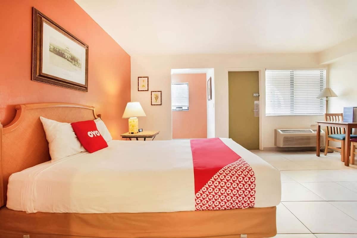 Escritorio, tabla de planchar con plancha, wifi gratis y ropa de cama