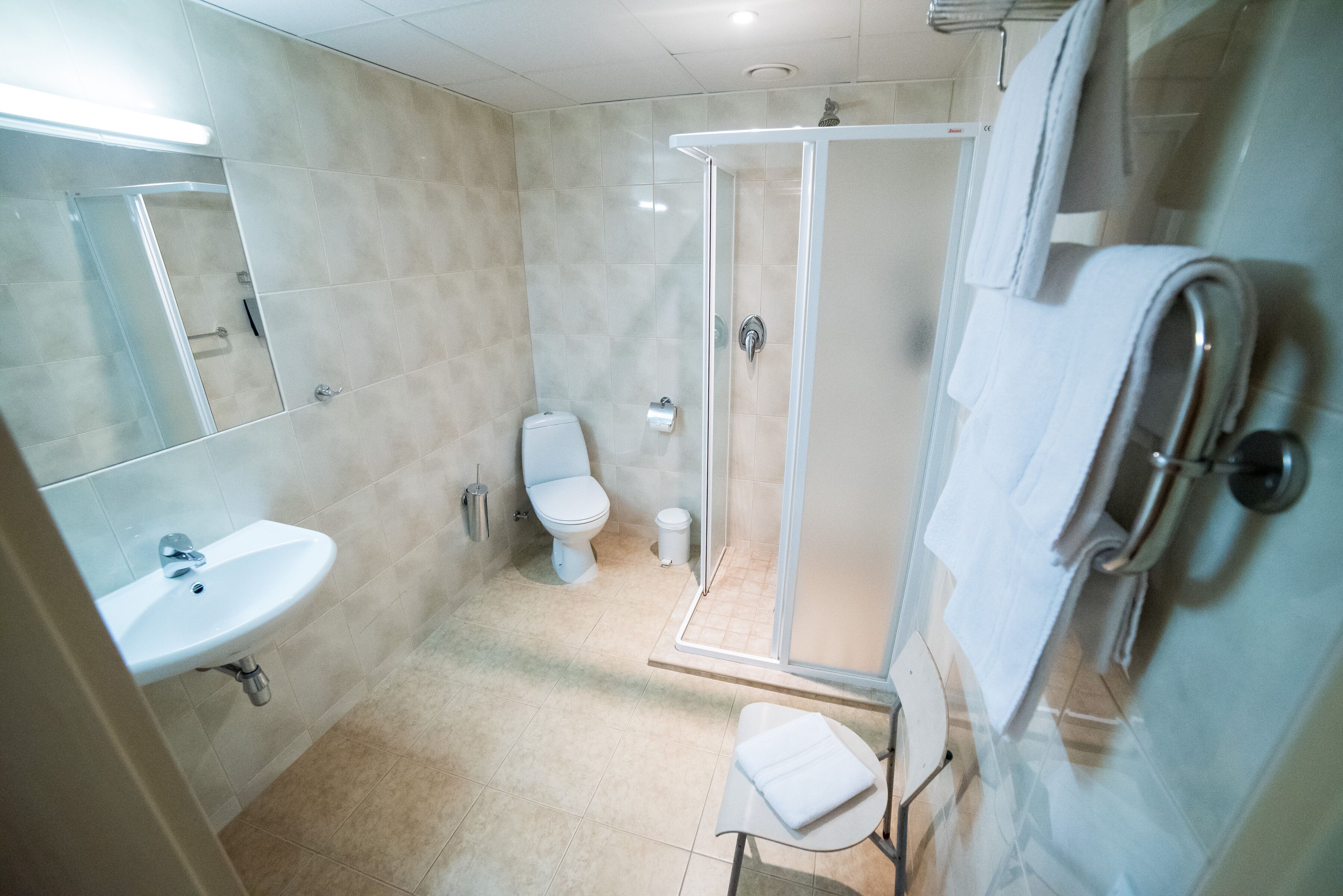 family room | bathroom | hair dryer, bathrobes, towels