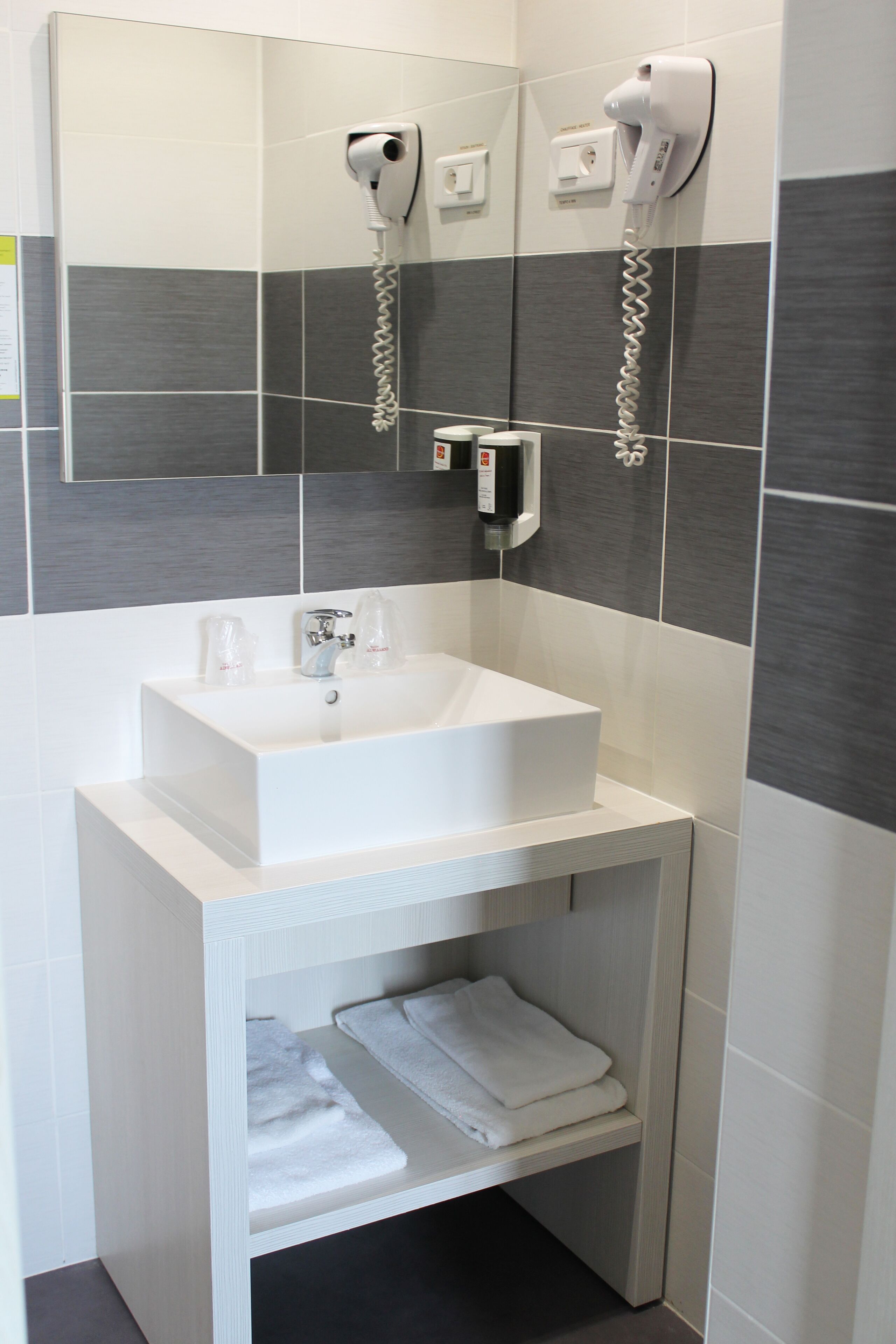 free toiletries, hair dryer, towels