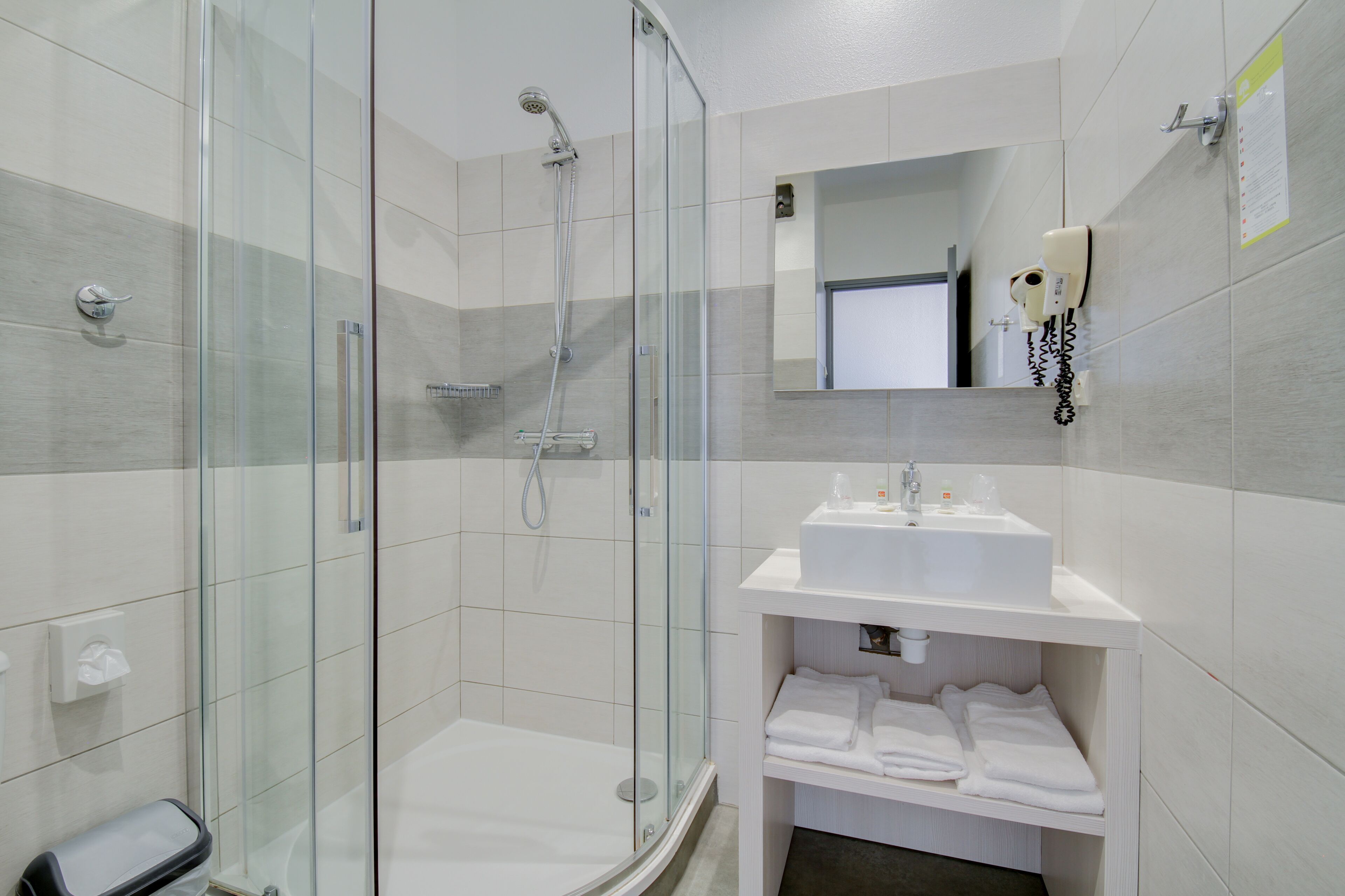 free toiletries, hair dryer, towels