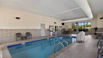 Indoor pool, open 7:00 AM to 10:00 PM, sun loungers