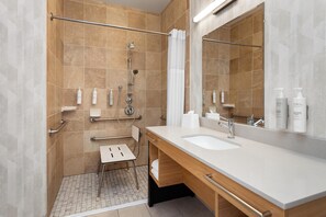 Suite, 1 King Bed, Accessible, Non Smoking | Bathroom shower