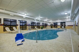 Indoor pool, open 6:00 AM to 10:00 PM, sun loungers