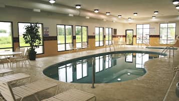 Indoor pool, open 6:00 AM to midnight, sun loungers