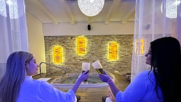 Couples treatment room(s), sauna, hot tub, steam room, body treatments