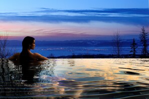 Indoor pool, outdoor pool, pool loungers