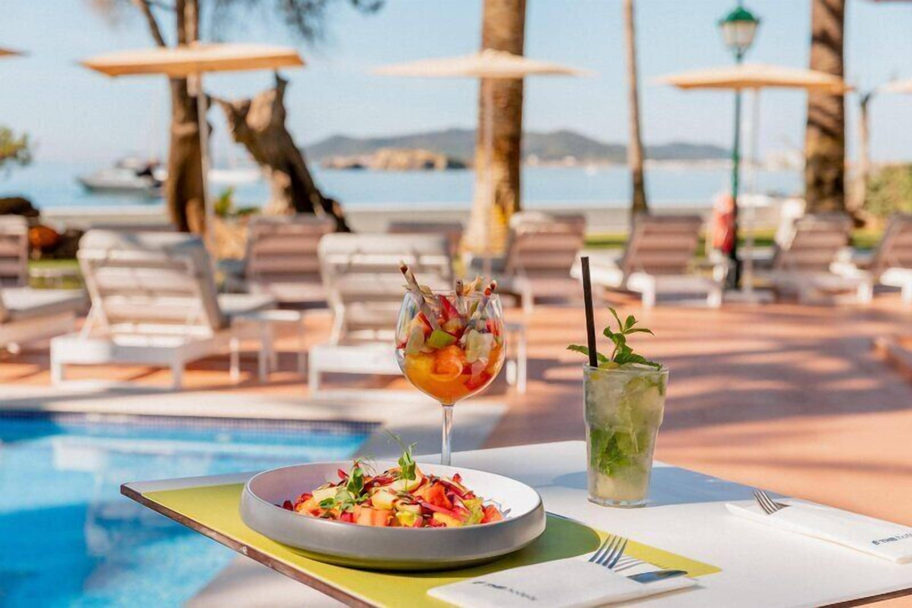 Indoor pool, outdoor pool, pool umbrellas, sun loungers