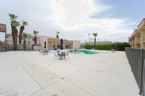 Outdoor pool, pool loungers