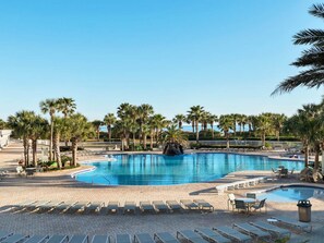 Indoor pool, outdoor pool, sun loungers