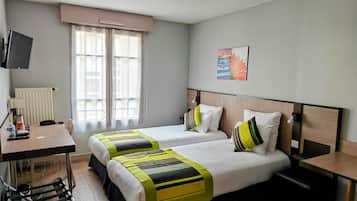 Ropa de cama de alta calidad, escritorio y sistema de insonorización