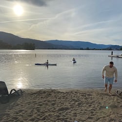 Private beach, sun loungers, beach towels