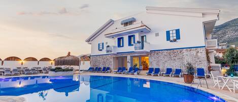 2 outdoor pools, pool umbrellas, sun loungers