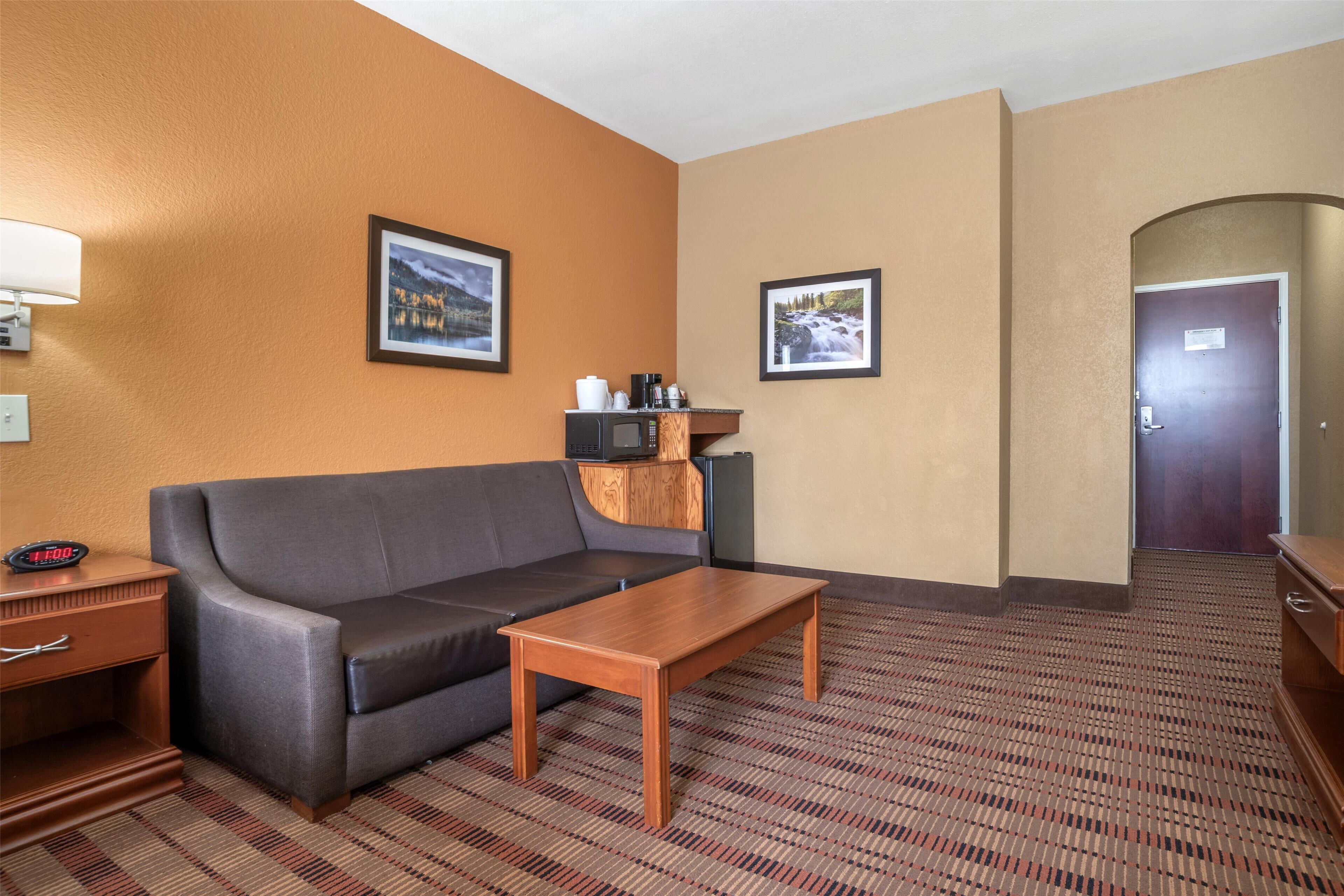 スイート キングベッド 1 台 バリアフリー 冷蔵庫 & 電子レンジ | デスク、遮光カーテン、アイロン / アイロン台、WiFi (無料)