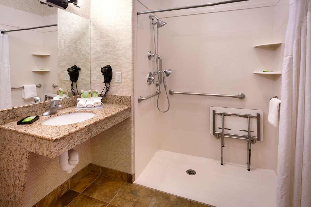 free toiletries, hair dryer, towels