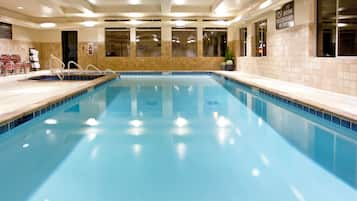 Indoor pool, open 8:00 AM to 10:00 PM, sun loungers