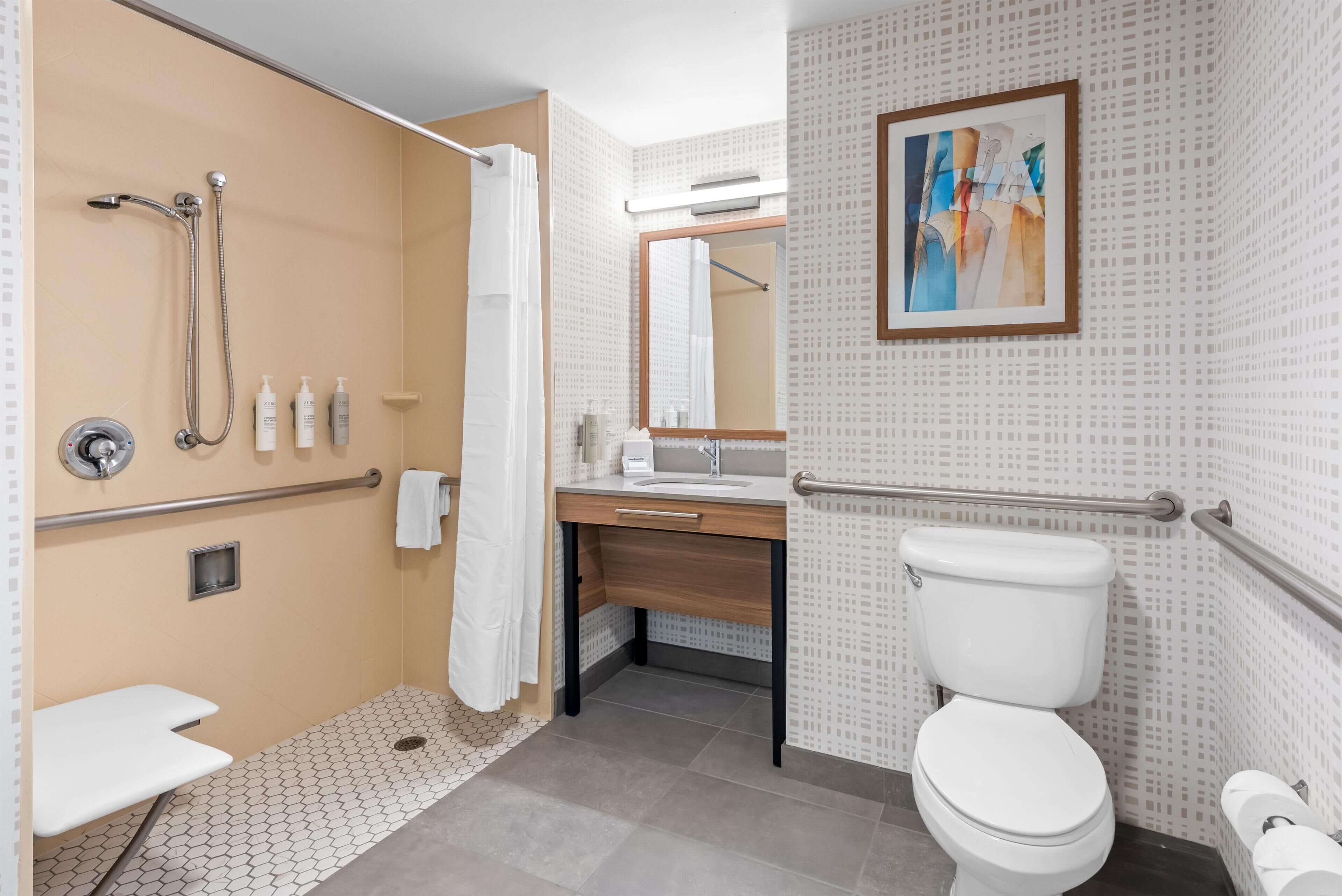 Room, 2 Queen Beds, Accessible (Roll-In Shower) | Bathroom shower
