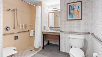 Room, 2 Queen Beds, Accessible (Roll-In Shower) | Bathroom shower